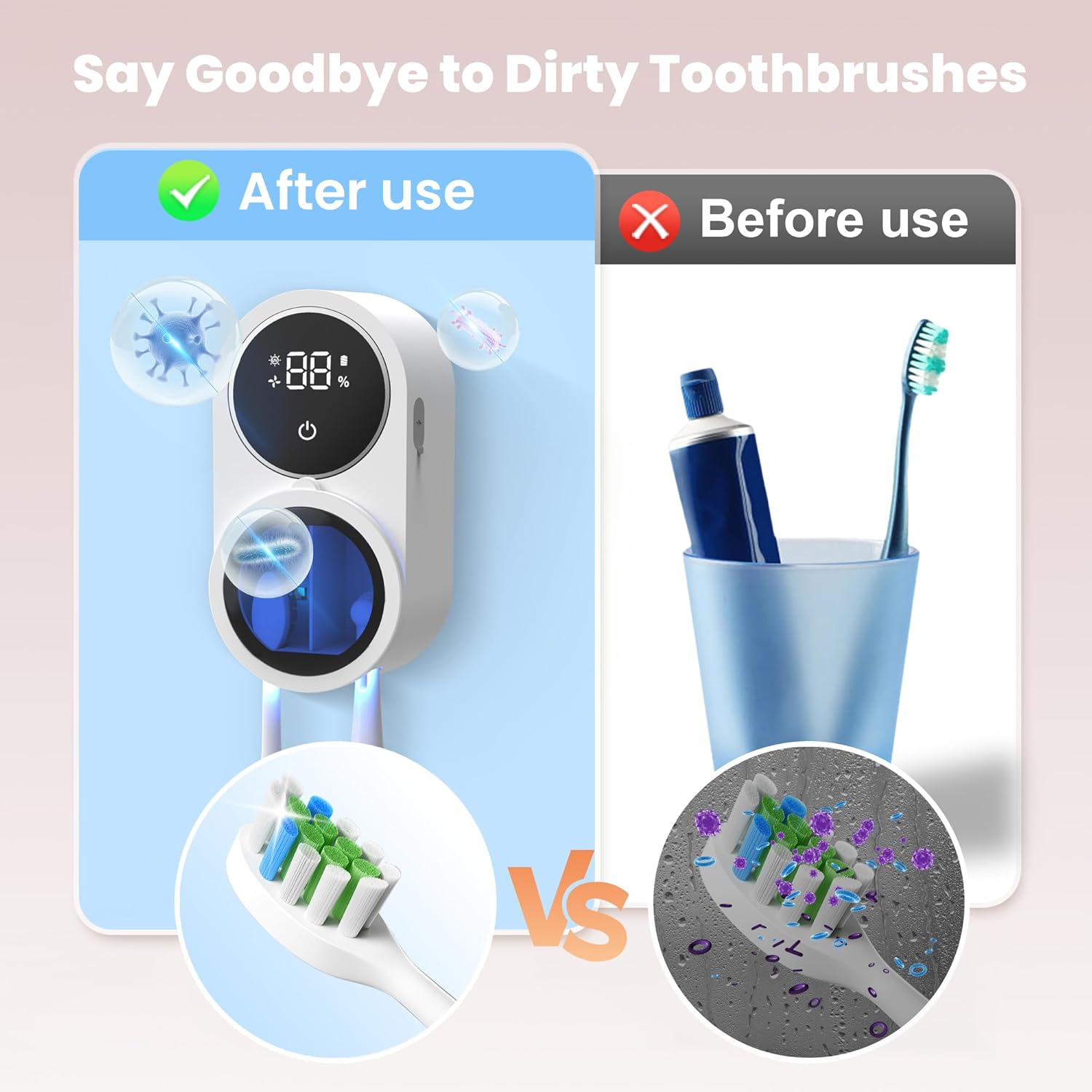 Automatic Toothbrush Sanitizer - Kill 99% of Bacteria